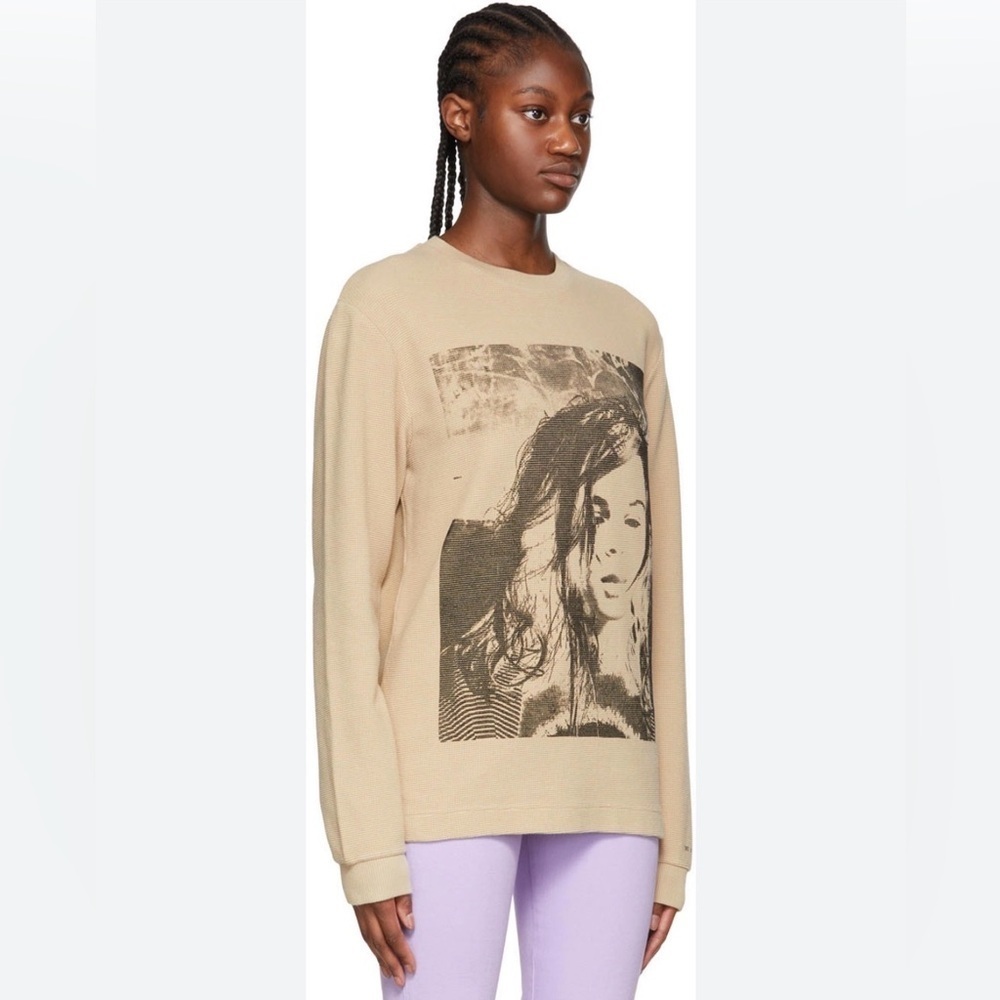 1017 ALYX 9SM Sz L (est.) Beige Cotton Long Sleeve T-Shirt Graphic Sweatshirt